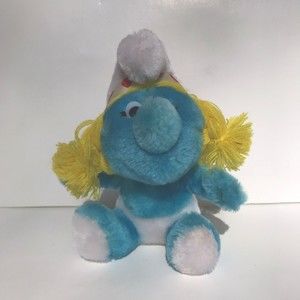 Vintage Smurfette Valentine Heart Cupid Angel Stuffed Plush